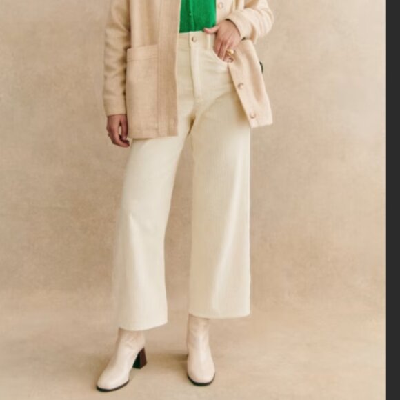 Sezane Le Crop in Ecru Corduroy - Picture 1 of 2